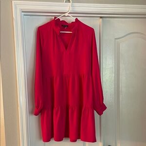 1. State Red V-Neck Bishop Sleeve Sundress